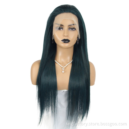 New hair product 13x4 lace long wigs green color, dark green straight human hair wig, green colorful human hair wig